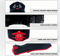Casque de motocross de luxe en fibre de carbone avec accents rouges, équipement de course tout-terrain pour clubs de motocyclistes