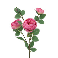 Tige de rose artificielle Austin, 4 têtes, fleurs artificielles en soie au toucher réel, fausses roses pour bouquet de mariage, décoration de fête à domicile, vente en gros