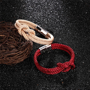Pulsera de cuerda de vela para hombre, venta al por mayor, cierre magnético de acero inoxidable, pulsera tejida de nailon con nudo de cuerda Náutica para hombre - Product Image 5