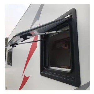 Ventana para caravana, Ventana para autocaravana de doble acristalamiento de acrílico, Ventilación abatible, Ventana para autocaravana con mosquitera y cortina - Product Image 5