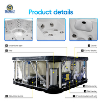 Spa de qualité européenne pour 5 personnes, bain à remous extérieur en acrylique, OEM Chine, pour villa et hôtel, Balboa Gecko, best-seller, moderne