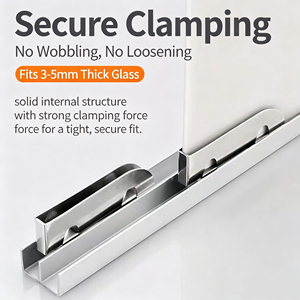 Stainless Steel Glass Clamp Track 3-5mm Thick Secure Clamping Furniture Caster - Product Image 1