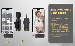 Aomago WM690 Micrófonos Lavalier versátiles 3 en 1-Micrófonos de solapa inalámbricos con reducción de ruido avanzada para video y entrevistas - Product Image 4