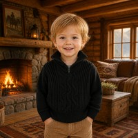 Pull-over en tricot pour enfants avec logo personnalisé, col rond, manches longues, couleur unie, décontracté, hiver, automne, acrylique, fabrication OEM et ODM