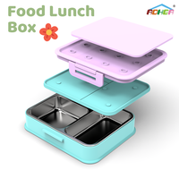 Boîte à lunch Aohea en acier inoxydable, vaisselle, contenant alimentaire en plastique, boîte à lunch pour enfants, école, bureau, boîte à lunch bento