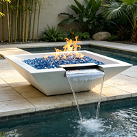 Brasero et Fontaine d'Eau à Gaz pour Piscine, Fontaine d'Extérieur avec Cascade pour Patio, Jardin, Villa, Hôtel, Resort, Aménagement Paysager