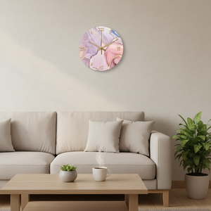 ساعات حائط أوروبية حديثة من الزجاج المقسى والرخام مخصصة لديكور غرفة المعيشة والمنزل - Product Image 2