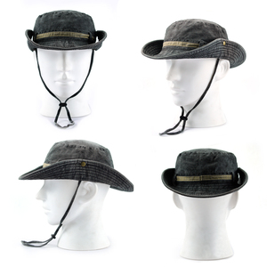 Retro lavado occidental Denim pareja al aire libre montañismo sombrero de cubo ala grande sombrero de pescador lazos lisos para hombres mujeres para pesca - Product Image 6