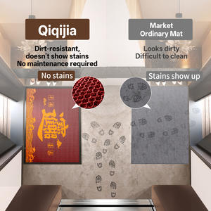Qiqijia - Tapete Elástico para Entrada, Rectangular, Resistente a las Manchas, Lavable, Antideslizante, para Uso Doméstico, Alfombra Roja con Diseño Novedoso, de Poliéster - Product Image 1