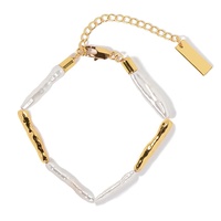 Haute couture à l'échantillon personnalisé naturel d'eau douce baroque blanc cure-dents collier de perles personnalisation de bijoux