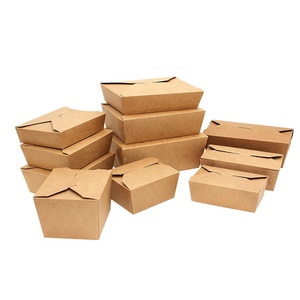 Wholesale high quality food paper box packaging disposable kraft paper lunch box caja embalaje bento lunch box