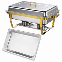 Plat Chafing pour Buffet Haut de Gamme, Réchauds de Buffet avec Bord Roulé Or et Argent