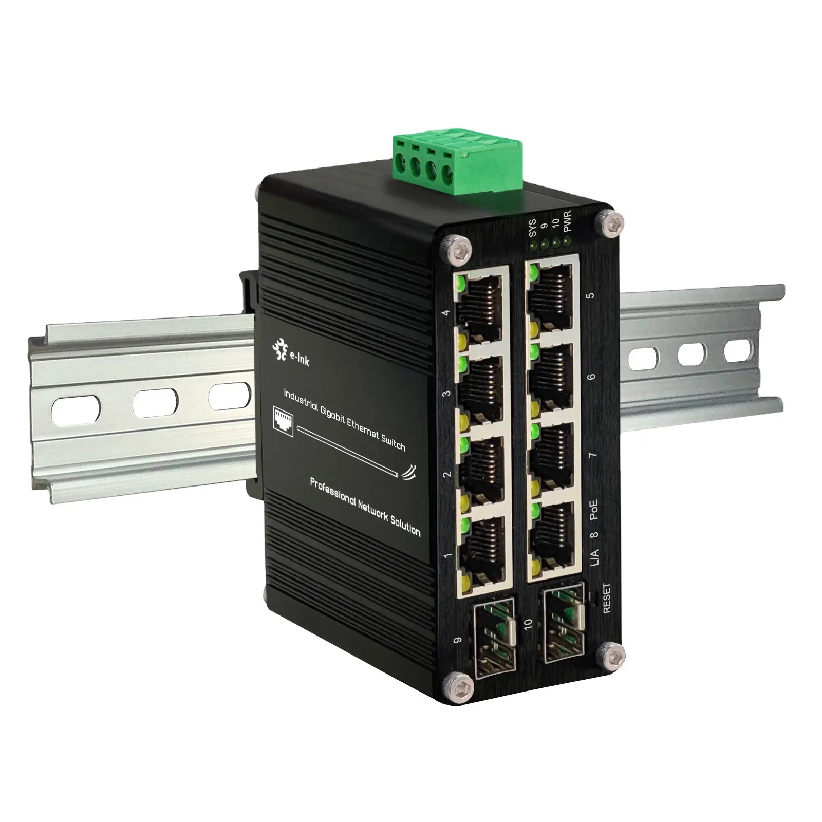 Quản lý PoE chuyển đổi 8 cổng 10/100/1000T 802.3at với 2 cổng 100/1000X SFP Din Rail 8 cổng Gigabit Ethernet chuyển đổi