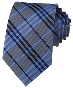 <span class=keywords><strong>Corbata</strong></span> de Microfibra Personalizada Extra Larga con Nudo Grande, Diseño a Cuadros Grises, <span class=keywords><strong>Azul</strong></span> Claro y <span class=keywords><strong>Azul</strong></span> Marino, para Hombre, Formal y de Negocios - Product Image 1