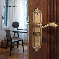 Poignées de porte en alliage de zinc doré de style victorien européen de luxe, avec motifs complexes, serrure magnétique, haut de gamme, pour intérieur, entrepôt, maison