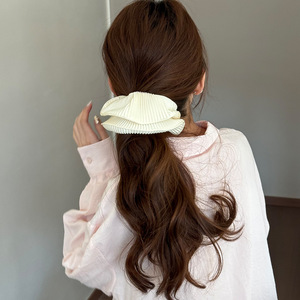 Élastique à cheveux plissé style coréen pour femme, grande taille, nouvelle collection 2026, haute élasticité, durable, FQ1505, rétro - Product Image 4