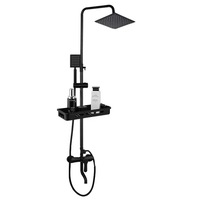 HLK Kits de robinets de douche en laiton pour salle de bains moderne Ensemble de robinets mitigeurs à effet pluie Ensemble de robinets de douche mural noir Céramique polie