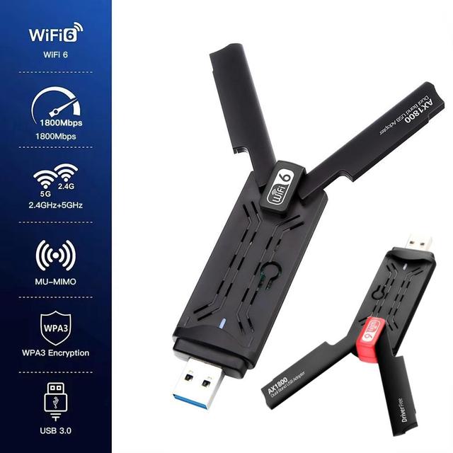 AX1800 WiFi 6 USB 3.0 WiFi Dongle Support Hotspot 2.4 GHz and 5 GHz USB WiFi Wireless Network Adapter for Windows Computer