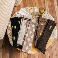Chaussettes hautes respirantes QUEER pour femmes et filles, antibactériennes, écologiques, blanches, noires, kaki, café, vintage, fantaisie, en coton