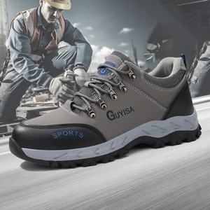 GUYISA运动系列防水皮革安全鞋钢趾橡胶鞋底灰色男式安全鞋 - Product Image 2