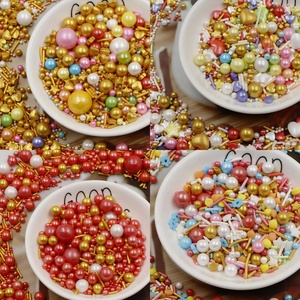 Perles comestibles blanches pour gâteaux, perles de sucre dorées et argentées, bonbons pressés en forme de cœur et d'étoile, décorations de pâtisserie, perles, prix d'usine - Product Image 5
