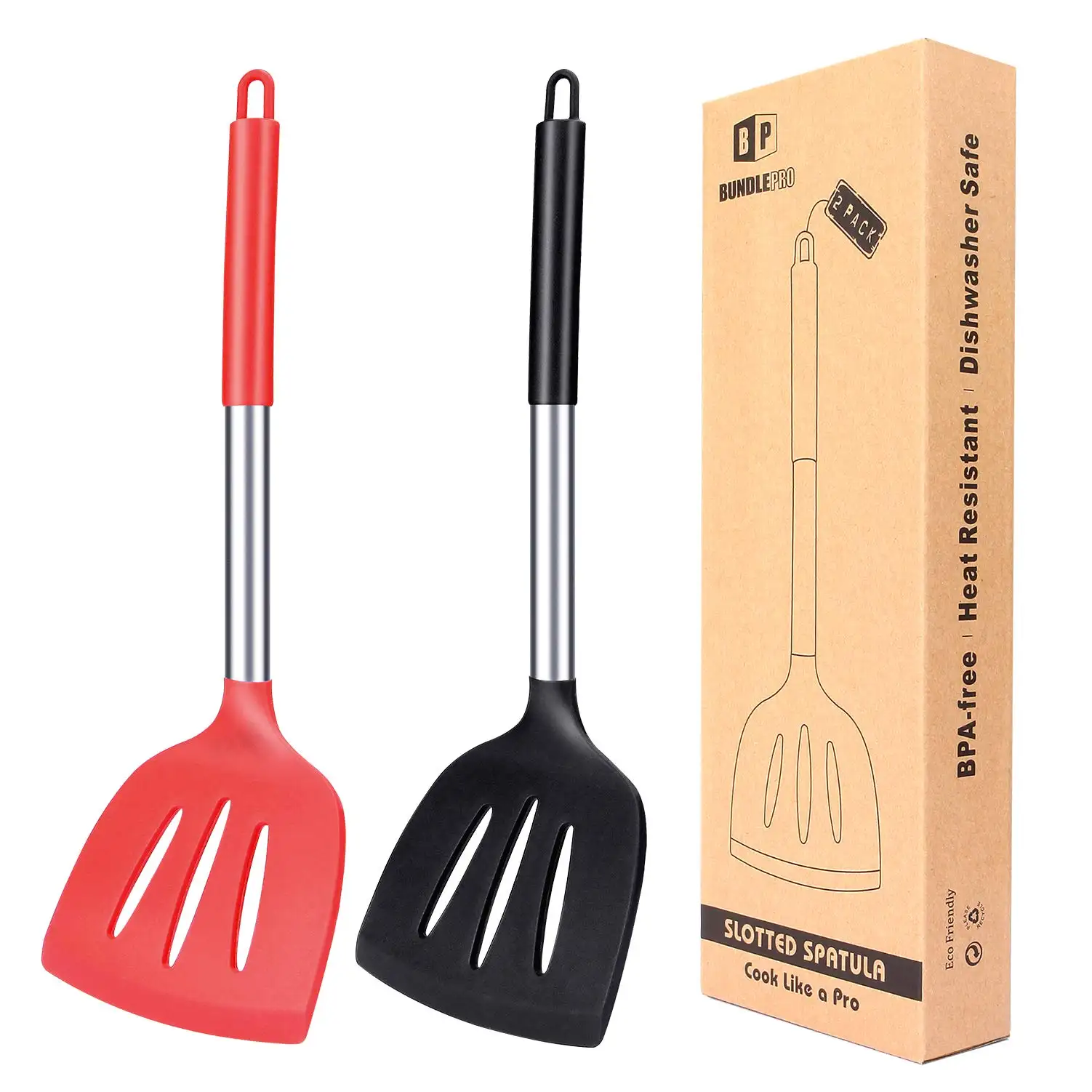 Silicone Spatula Non Stick Solid Kitchen Turner High Heat Resistant BPA Free Cooking Slotted Spatulas