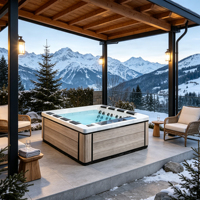 Spa carré extérieur spacieux pour 6 à 8 adultes, hydrothérapie, massage, spa en acrylique pour les grandes familles, réunions dans la cour