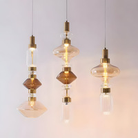 Nordic Light Luxe Verre Restaurant Lustre Moderne Simple Personnalité Creative Hôtel Café Design bar Lampe De Chevet