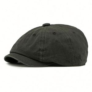 Gorra de Boina de Algodón Lavado Estilo Británico Vintage para Hombre, Novedad 2025, Gorra Newsboy de Color Sólido Casual para las Cuatro Estaciones - Product Image 5