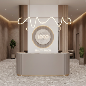 Modern LED-Lit Wood <b>Foldable</b> Reception Counter <b>Desk</b> for Hair Salons Hotels Outdoor Workshop Use-Barber Furniture Factory - Product Image 3