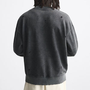 Felpa da <span class=keywords><strong>uomo</strong></span> Vintage Wash Streetwear <span class=keywords><strong>girocollo</strong></span> 100% cotone oversize con cappuccio a tracolla in bianco - Product Image 2
