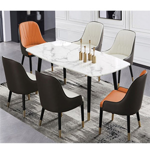 <span class=keywords><strong>Chaise</strong></span> de salle à manger en bois et cuir orange à dossier haut de conception nordique moderne personnalisée pour restaurants - Product Image 2