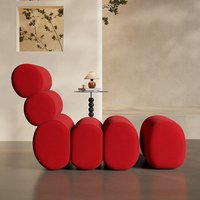 Fauteuil d'appoint et ottoman de salon modernes en tissu écologique, chaise de loisirs rouge pour événements extérieurs