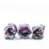 Dadu inti cairan transparan mata naga darah Set untuk DND RPG terbuat dari Resin
