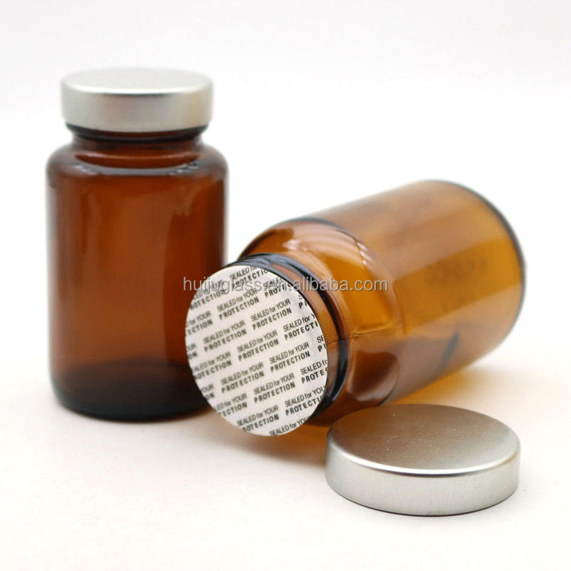 Pills Container Glass 100ml 120ml 150ml 200ml 250ml Brown Glass Pill Container Bottle for ...