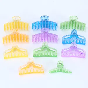 New Summer Models Jelly Frosted Effect Claw Clips 9 Styles 4 Colors Strong Hold Matte Claw Hair Clips for Women Thick Hair