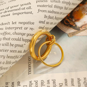 yunnique Gold Plated <b>Titanium</b> Steel <b>Ring</b> Geometric Shape Unisex Fashion Jewelry Gift Occasion YR37 - Product Image 3