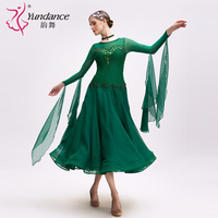 B-24205 nouveauté robe de danse de salon standard international robe de danse de salon longue en mousseline de soie verte de haute qualité à vendre