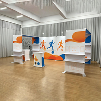 Stand d'exposition portable de 20 pieds à montage sans outils avec étagères de présentation et comptoir de réception, tissu tendu imprimé sur mesure
