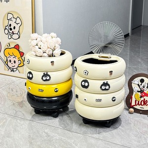 Donut Shaped Trash Can With Wheels Portable Indoor Use With Lid High Capacity Recyclable Odor Proof - Product Image 1