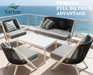Conjunto de Sofás de Aluminio Modernos para Exteriores, con Mesa de Metal Resistente al Agua, para Patio, Terraza, Hotel, <span class=keywords><strong>Restaurante</strong></span> y Playa - Product Image 1