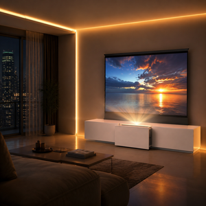 Meuble TV laser blanc tout-en-un PerfecTisan <span class=keywords><strong>120</strong></span> <span class=keywords><strong>pouces</strong></span> à ultra courte focale pour <span class=keywords><strong>écran</strong></span> de projection <span class=keywords><strong>UST</strong></span> ALR à levée au sol - Product Image 6