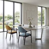Chaise de salle à manger en microfibre PU de style nordique moderne avec pieds en bois de chêne pour la maison, le restaurant, l'hôtel