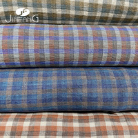 Tissu en lin lavé certifié OEKO-TEX 100% - Fil teint - Motif à carreaux - Toucher doux - Chemise pour filles et garçons