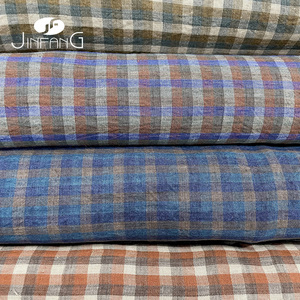 Tissu en lin OEKO-TEX à motif à carreaux en lin français, teint en fil, toucher doux, lin pur européen 100% lavé pour chemise - Product Image 1