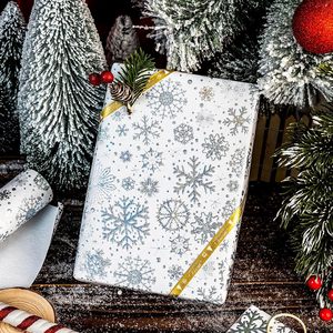 Silver Glitter Snowflake Wrapping <b>Paper</b> <b>Roll</b> 17 Inch X 33 Feet Gift Craft Recyclable - Product Image 2