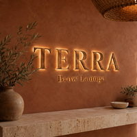 Letras 3D Retroiluminadas Impermeables de Acero Inoxidable, Letrero Metálico LED para Exteriores, Logotipo para Negocios y Tiendas