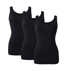 Camiseta sin mangas de poliéster transpirable con cuello redondo y espalda cruzada para mujer, ajustada, de punto, para entrenamiento, con logo personalizado, informal - Product Image 3