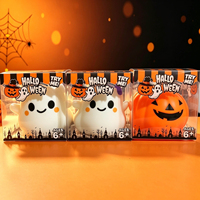 Jouet Squishy Fantôme Citrouille d'Halloween Mignon à Remontée Lente, Anti-Stress, Forme Fantôme Blanc Jack O'Lantern pour le Pressage et le Soulagement du Stress
