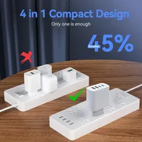 Chargeur USB C PD 20W à 4 ports avec câble Super Fast Charging Multi-Device EU Plug Wall Adapter for Phone Laptop Tablet Camera
